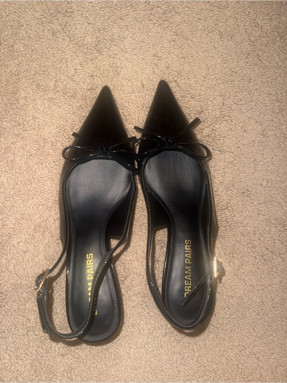 Dream Pairs Black Pointed-Toe Slingback Kitten Heels 🎀